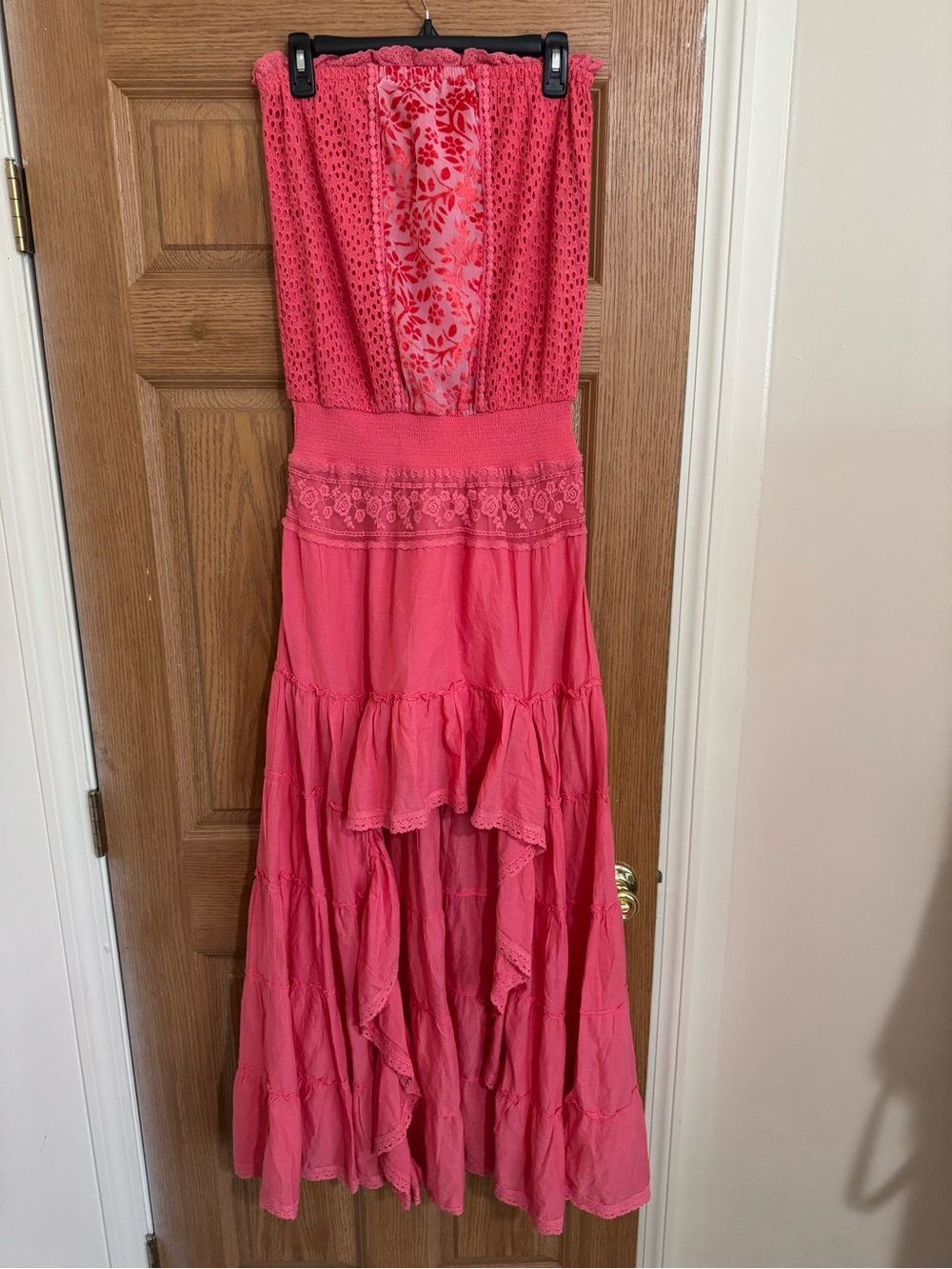 Strapless Tiered Maxi Dress - Coral Pink